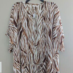 Maurices Zebra Print Kimono Cover Up Brown White One Size
